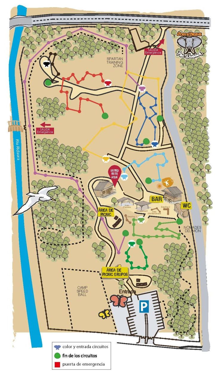 Mapa de los circuitos de Costa Brava Parc Aventura Platja d'Aro